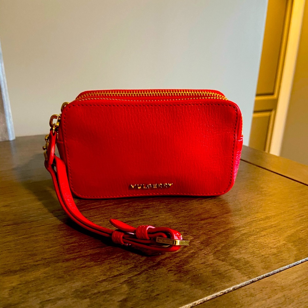 Mulberry Red Wristlet Pouch